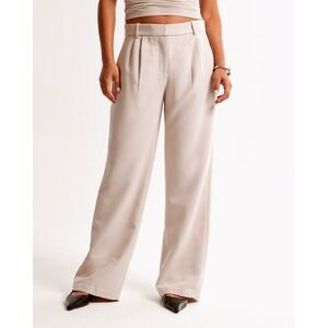 Abercrombie & Fitch Curve Love Pants Womens 23 Ivory High Rise Wide Leg